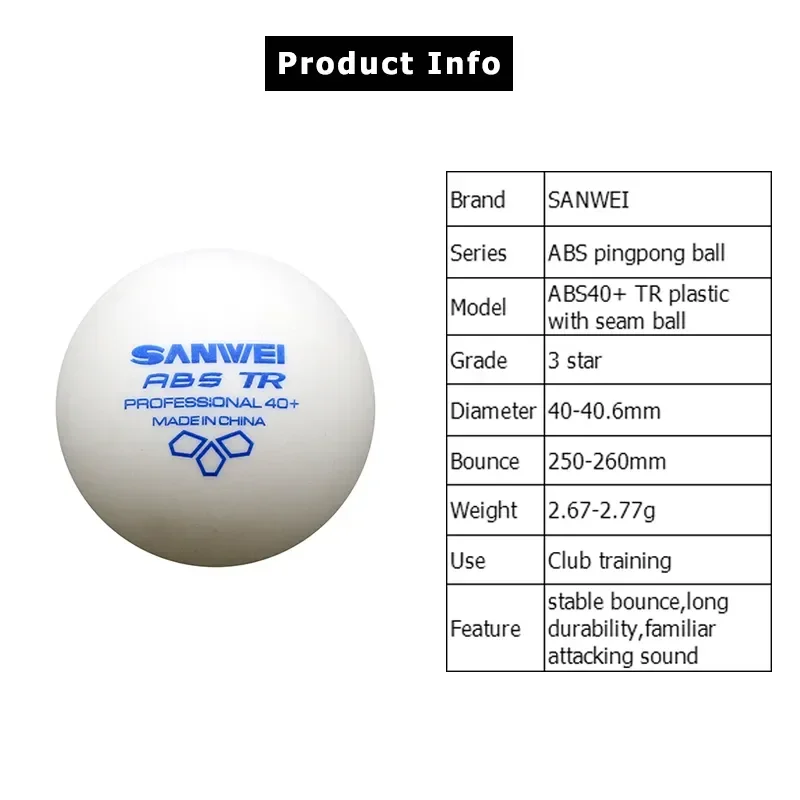 SANWEI-ABS TR 3 Yıldızlı Masa  - Ping Pong Ball Set incelemesi ve fiyatı